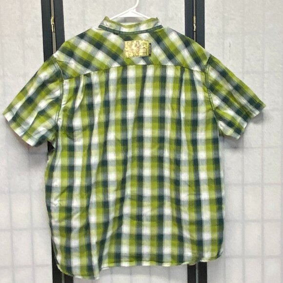 Mossy Oak Short Sleeve Button Up Collared Casual Shirt Green Plaid XXL - Picture 6 of 11